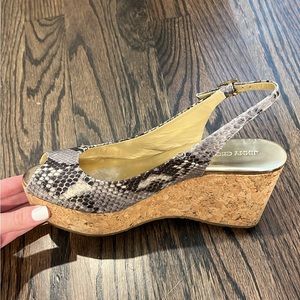 No flaws Jimmy Choo snake print  print sling back sandals